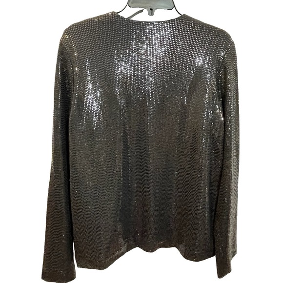 Carmen Marc Valvo Women's M Open Front Sequin Holiday Evening Jacket Blazer - Picture 2 of 12